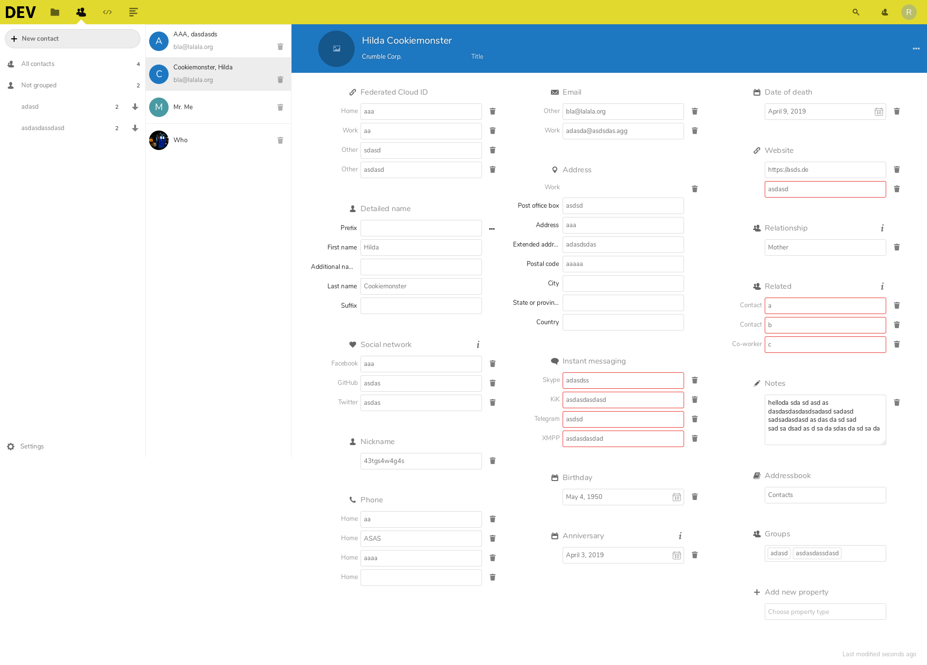 Screenshot-2019-4-10 Contacts - Nextcloud Dev