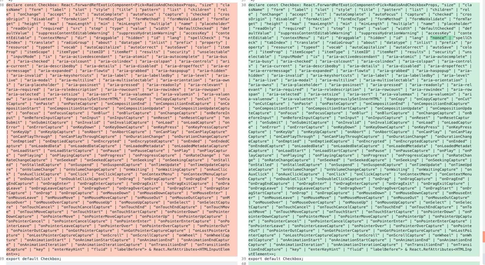 nonce property is missing, issue with Typescript from 4.6.3 to 4.8.4 ...