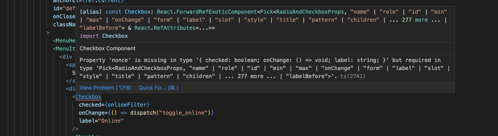nonce property is missing, issue with Typescript from 4.6.3 to 4.8.4 ...