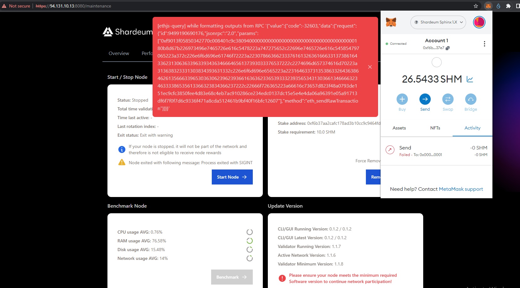 Validator Unstake Transaction Error `TypeError Cannot read properties of undefined (reading