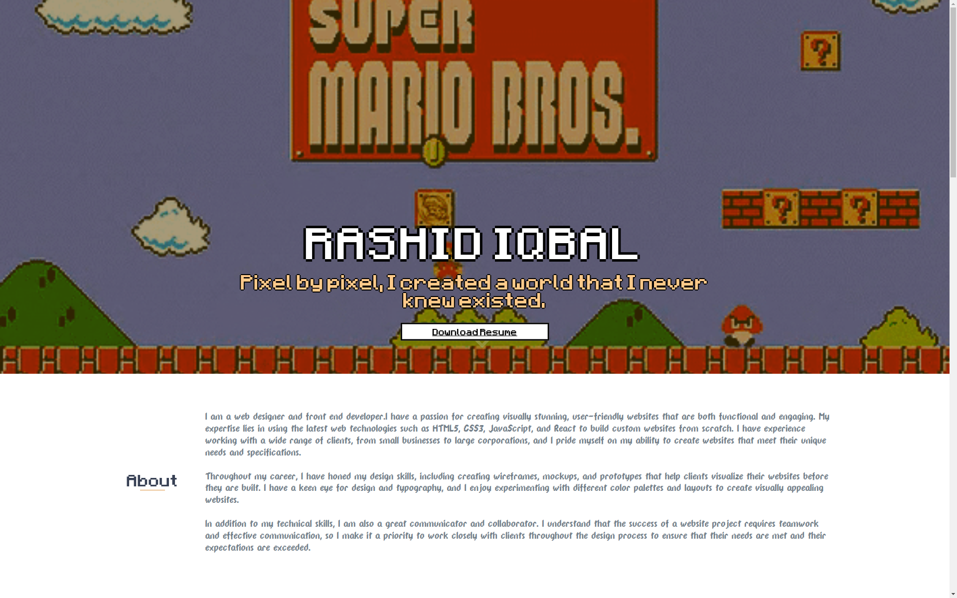 GitHub - web-god/pixel-mario-portfolio: A personal portfolio in pixel ...