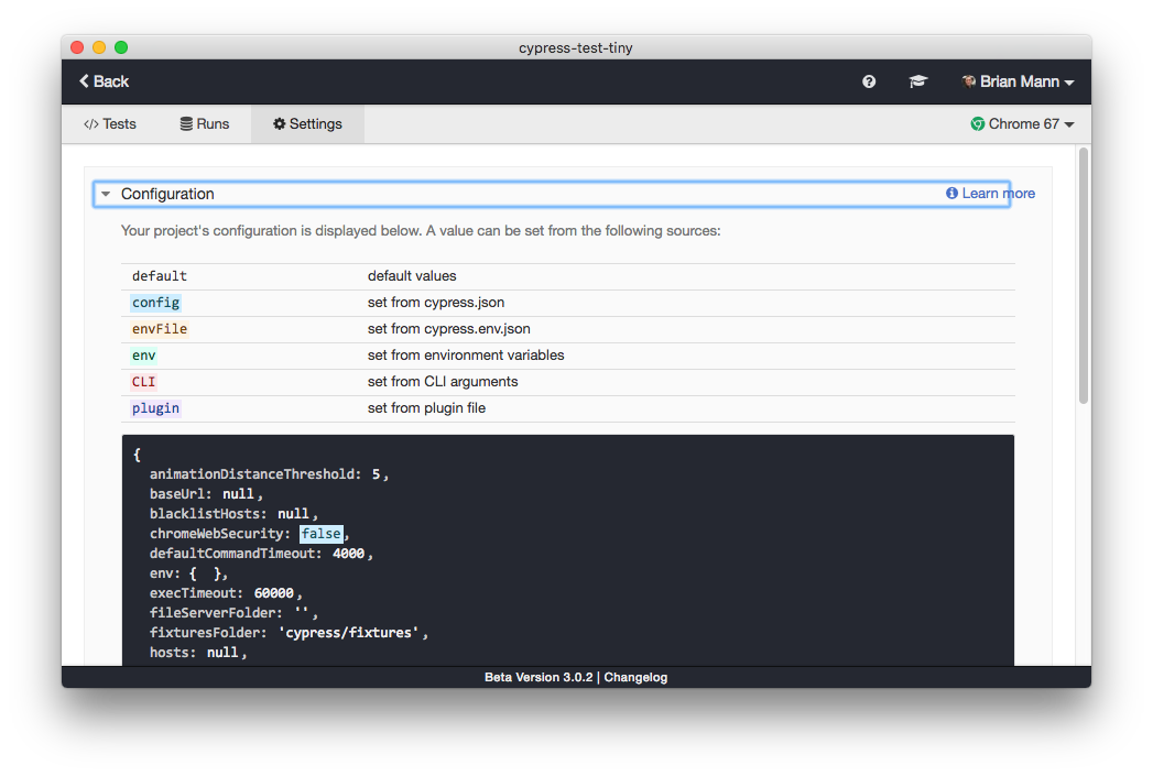 Using cypress json schema for tooltips on configuration settings in
