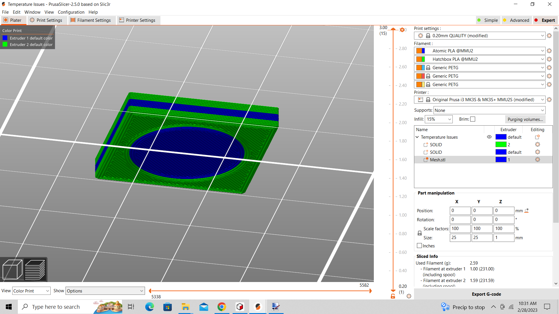 Missing temperature changes in gCode for multimaterial print · Issue