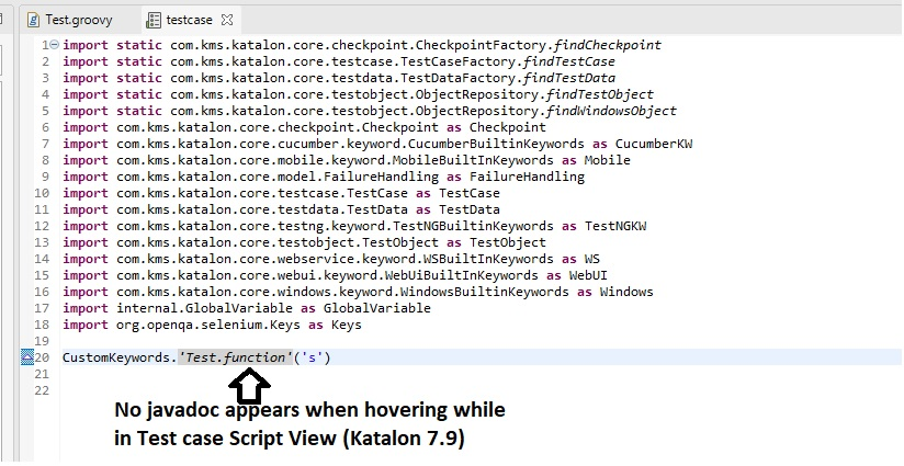 Hyperlinks and java docs broken for custom keywords in KSE 7.9.1 ...