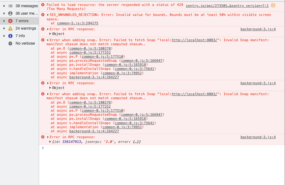 [URGENT] Snap is broken from MetaMask Flask OTA changes · Issue #155 ...