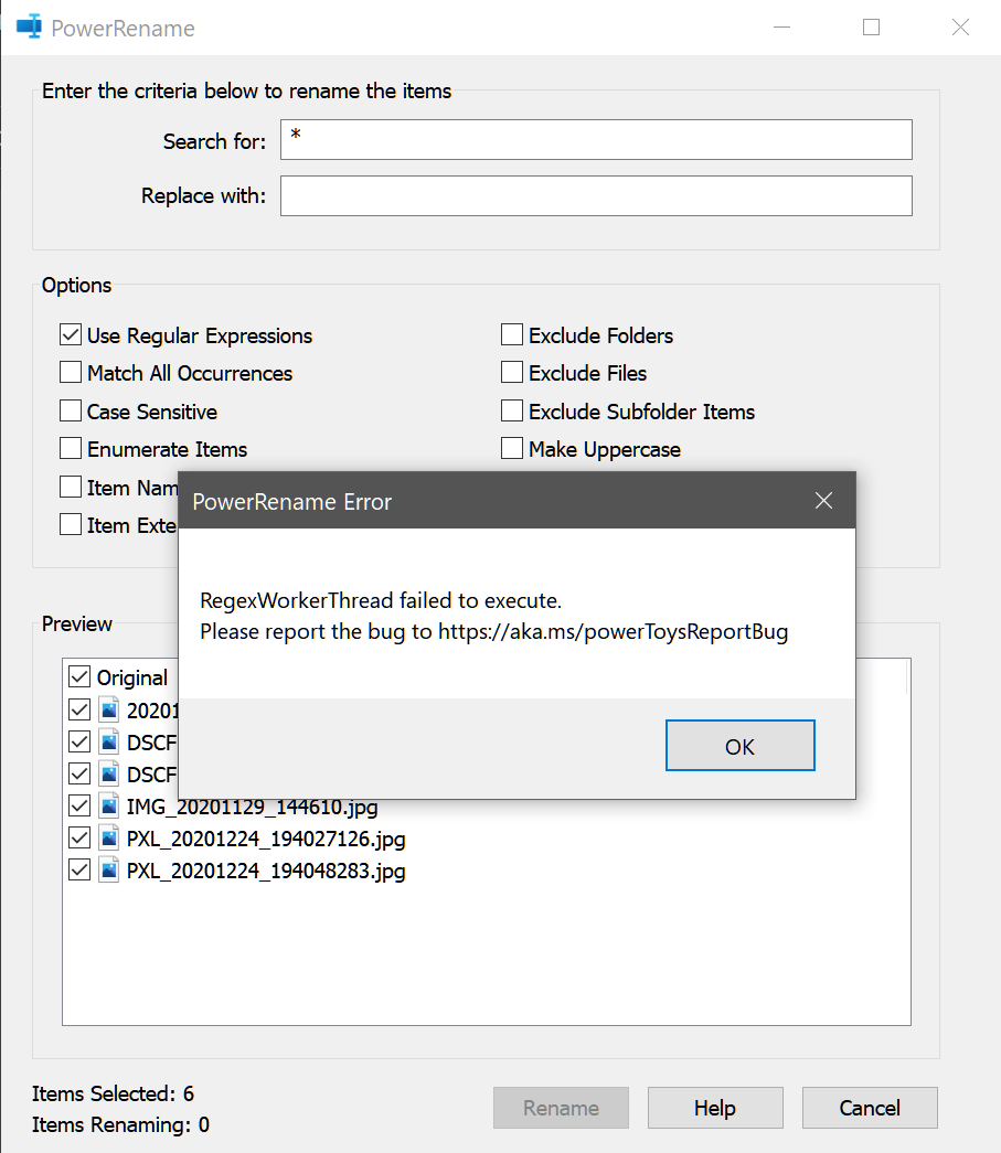 RegexWorkerThread failed to execute · Issue #8854 · microsoft/PowerToys ...