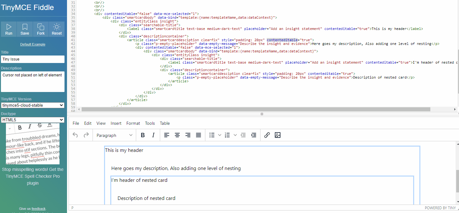 Cursor not placed on left side of element in nested contenteditable ...