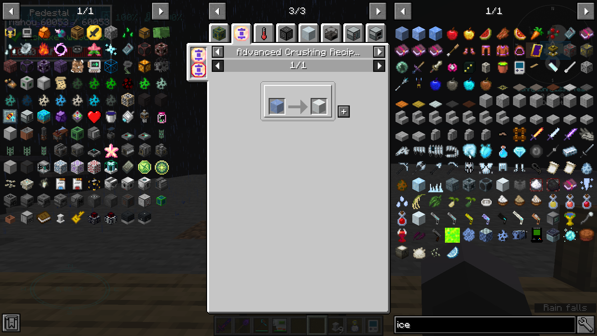 Pedestal crusher upgrade isn't working with the ice to snow recipe