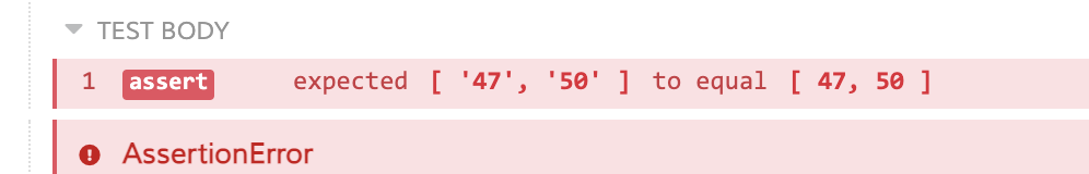 Clearer message when expectation fails between string an numbers ...