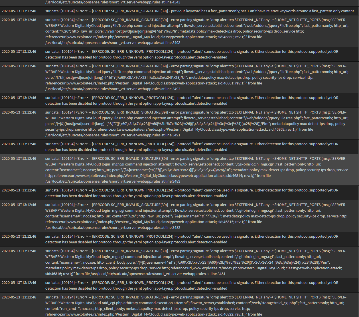 IDS all enabled snort rules are configured with a double action and