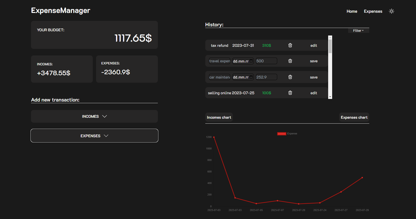 GitHub - zofiaMrugalska/ExpenseManager: ExpenseManager is a user ...