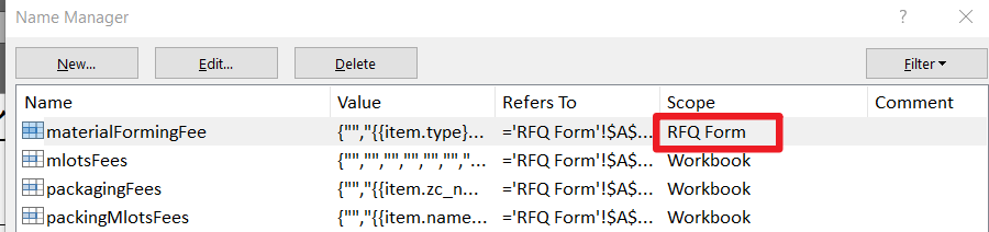 Name Manager chose sheet scope not workbook scope then Enumerable ...