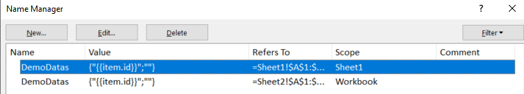 Name Manager chose sheet scope not workbook scope then Enumerable ...