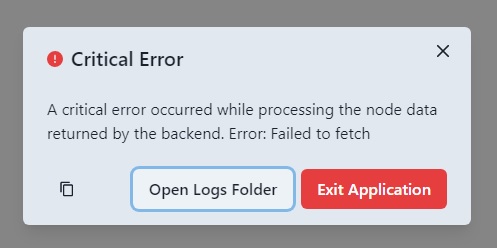 Critical Error A critical error occurred while processing the node data ...