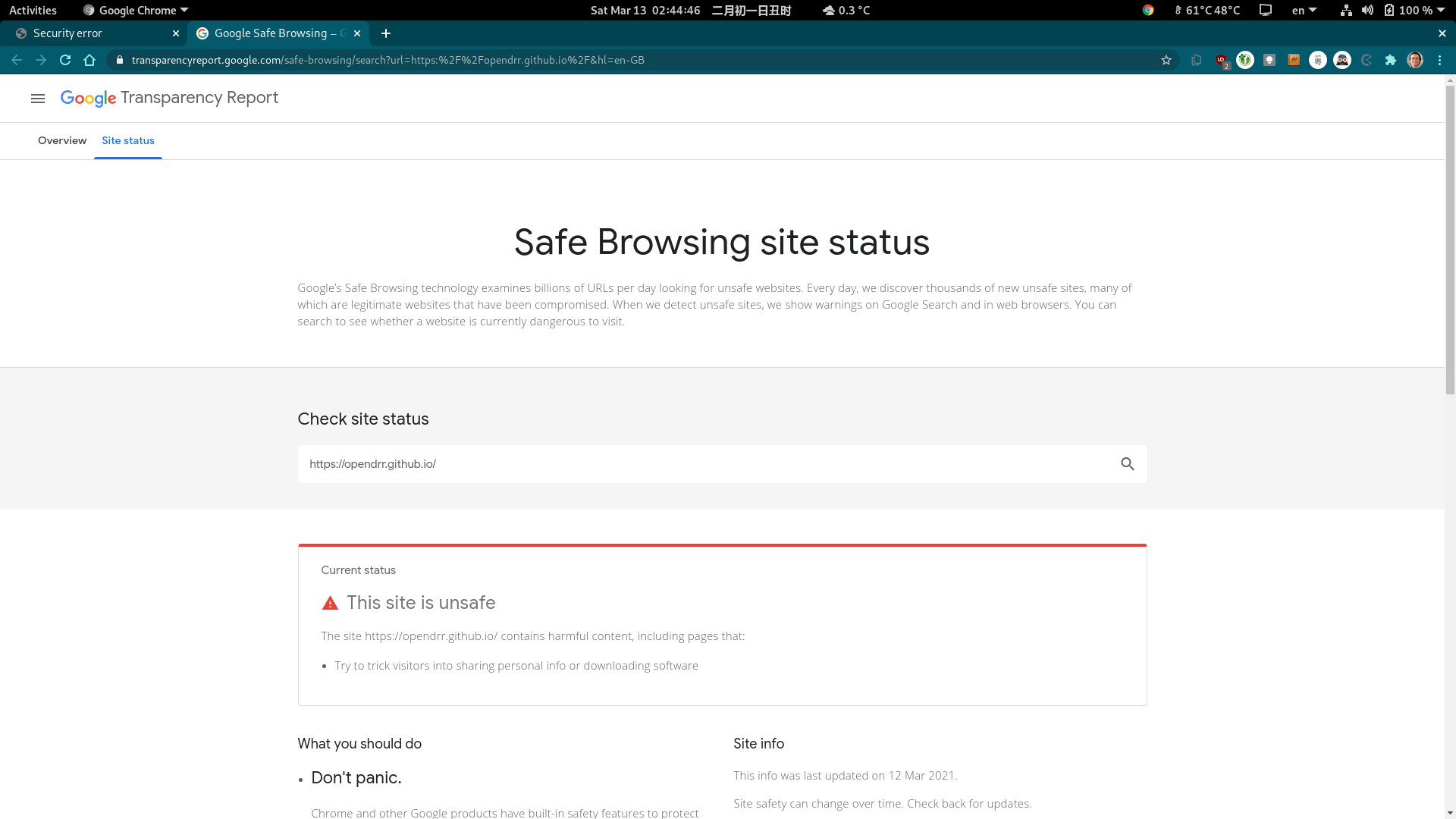 Google Safe Browsing falsely determines opendrr.github.io as "Deceptive ...