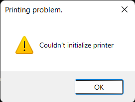 Couldn't initialize printer