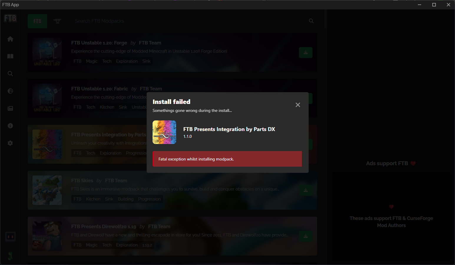 Cannot Download Any Modpack · Issue – TBML