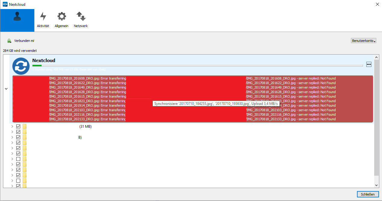 Error message integration in client ui (main window) need to be ...