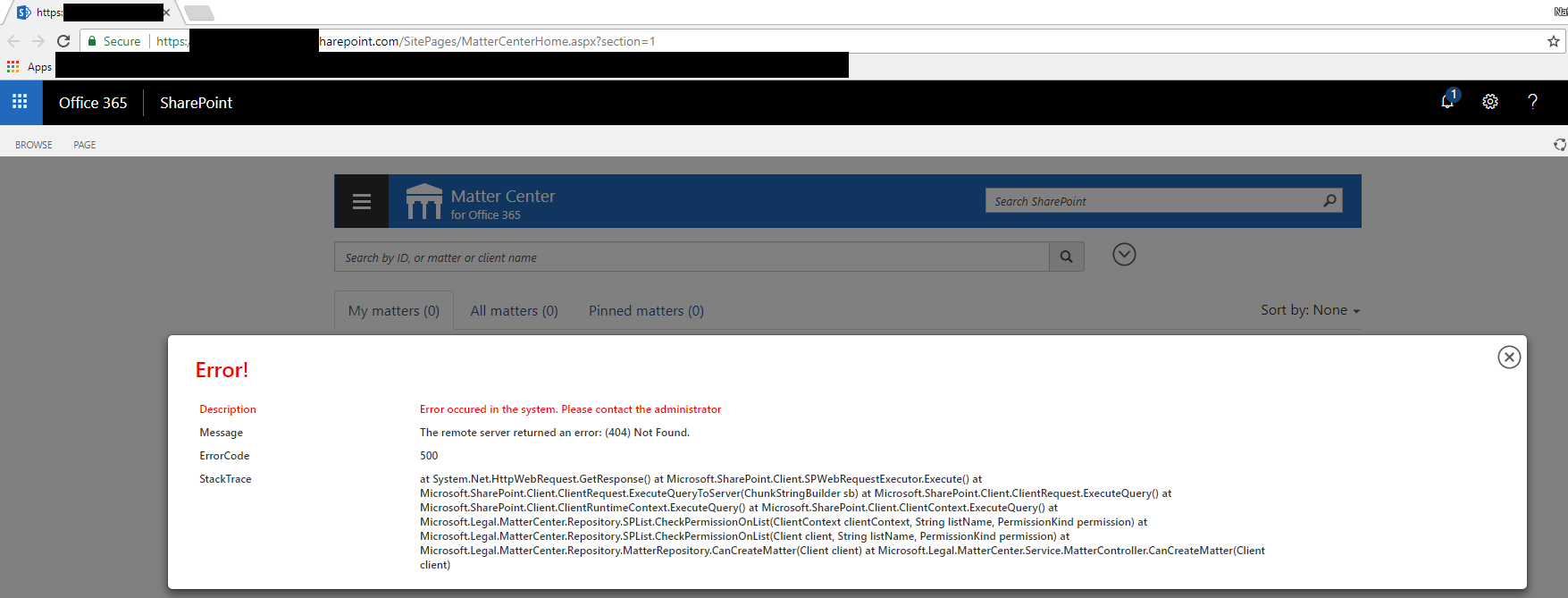 500 error after install (matter/cancreate) · Issue #820 · microsoft ...