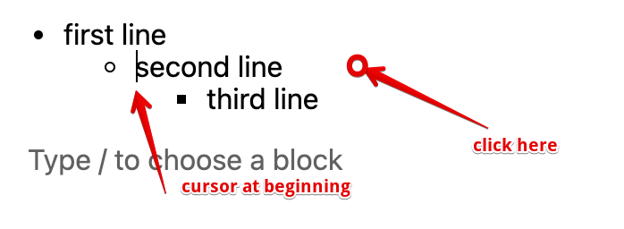 Cursor positioning with nested unordered list · Issue #32169 ...