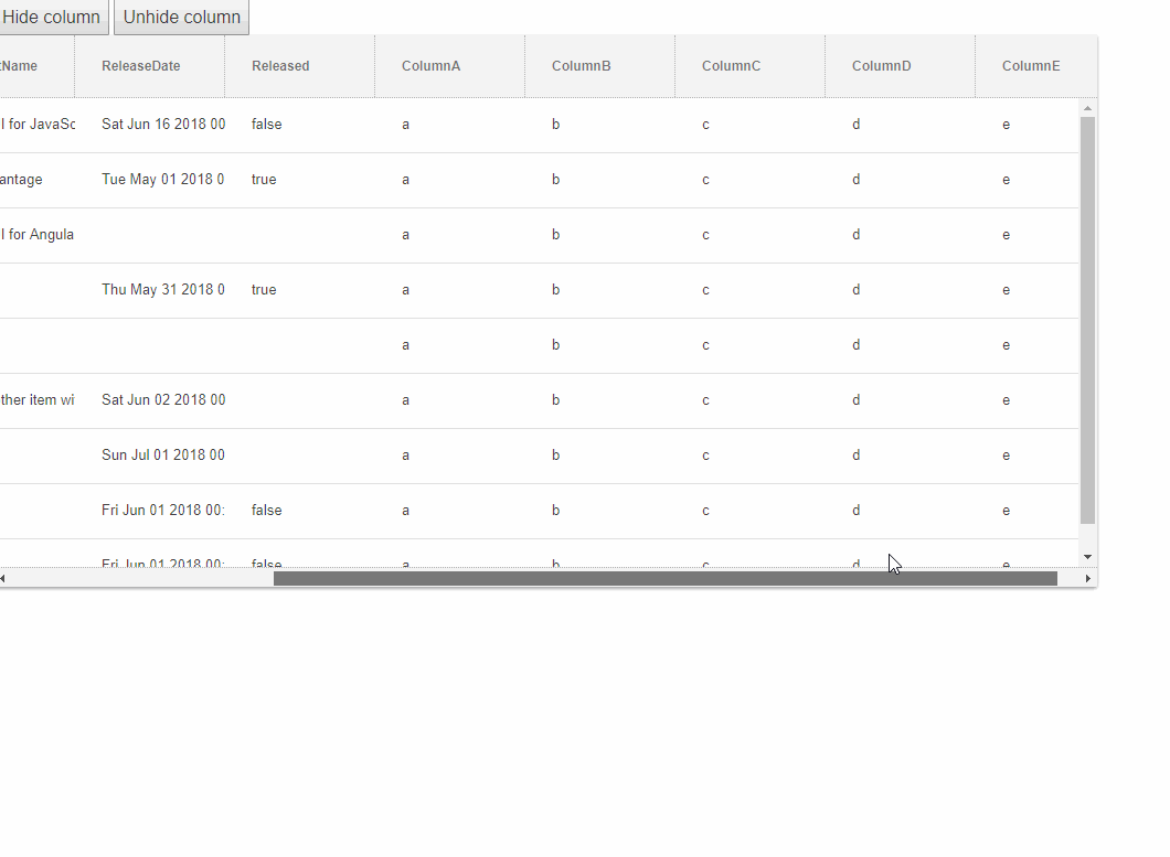 When out of view columns hidden, the horizontal scrollbar space