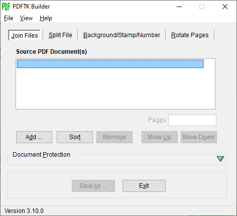 PDFTKBuilder with Document Protection options hidden