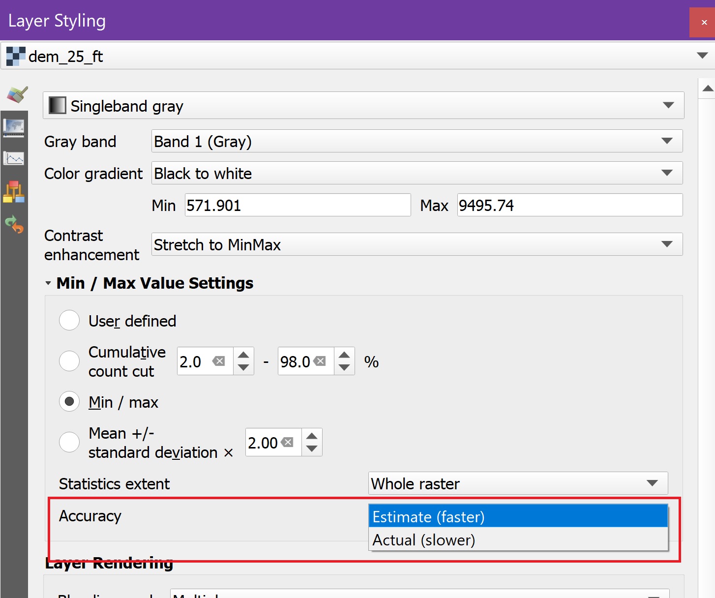 Add the option to set default raster statistics to "Actual". · Issue ...