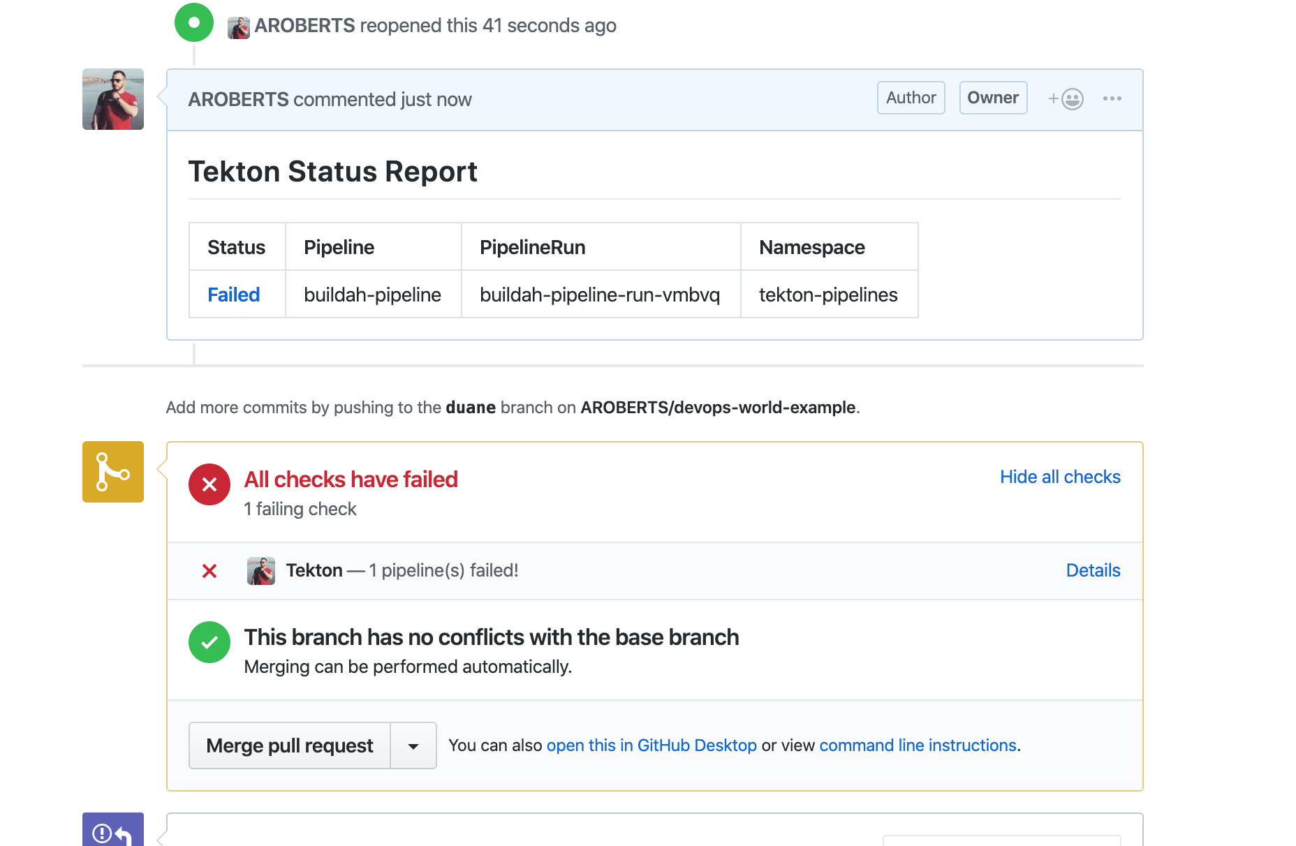 Monitor Task deletes previous comments · Issue #404 · tektoncd ...