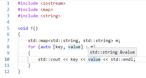 For Loop In Map Structured Bindings In For-Loop With Map/Unordered_Map. · Issue #2472 ·  Microsoft/Vscode-Cpptools · Github