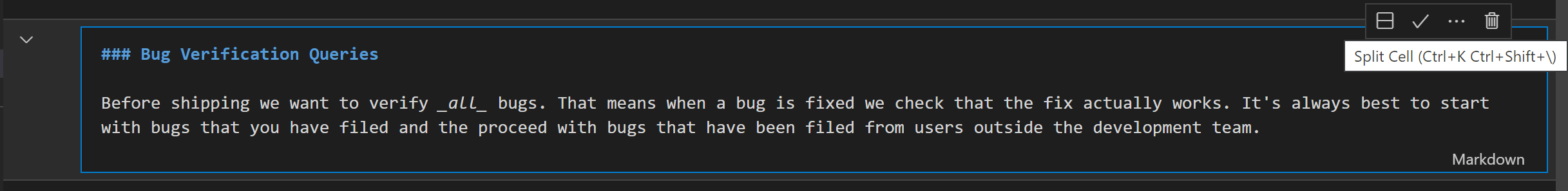 Notebook: Split cell button doesn't work while editing Markdown cell ...