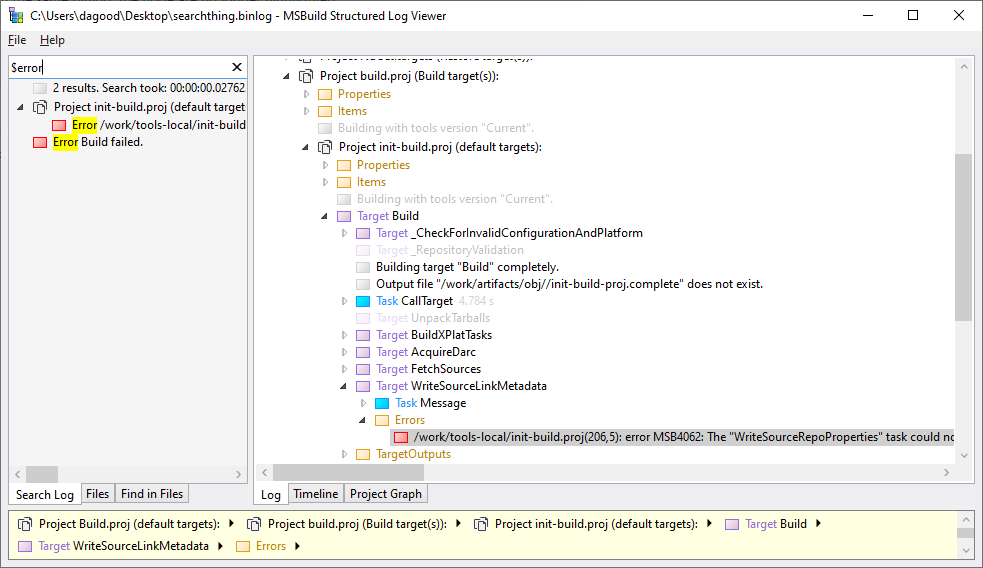 In 2.1.88+, search results are no longer highlighted in the main tree ...