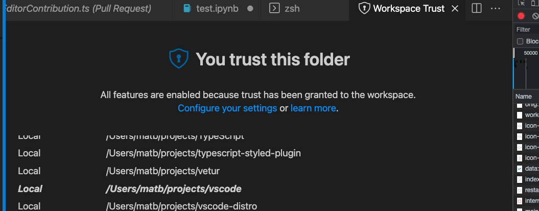 Trust Workspace Message Visual Studio Code Workspace trust header shadow doesn't show up if you tab through file ...