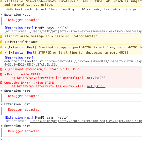 Explorer: running mem-fs on a single folder workspace results in ...