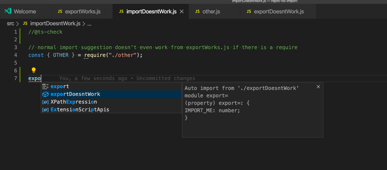 No auto import suggestion in JS node project · Issue #93002 · microsoft ...