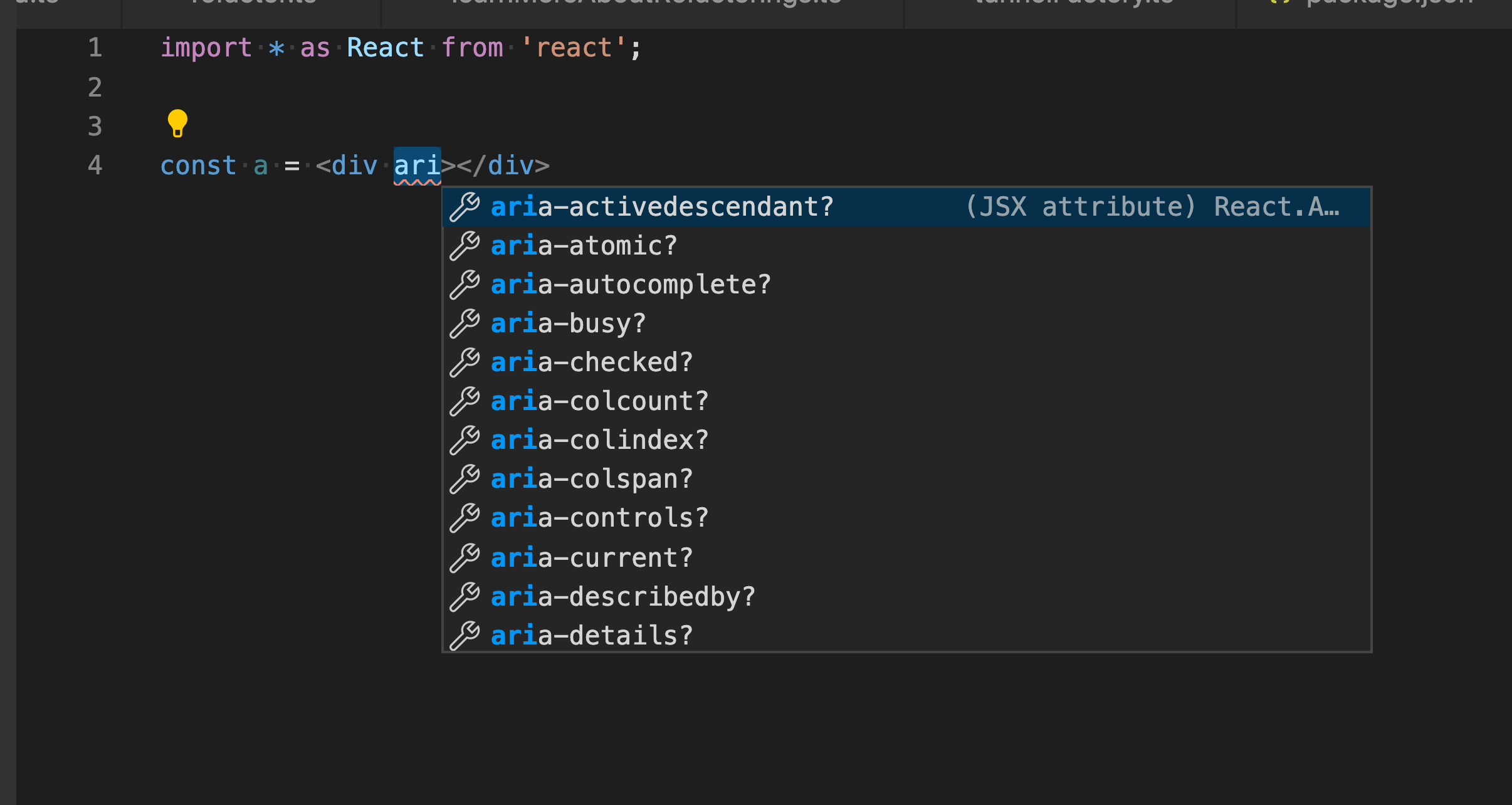 Aria not working with JSX (React) · Issue 97220