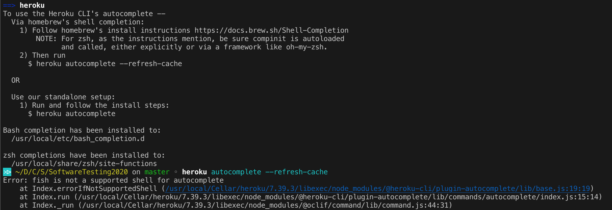 Fish Is Not A Supported Shell For Autocomplete Heroku Homebrew Brew
