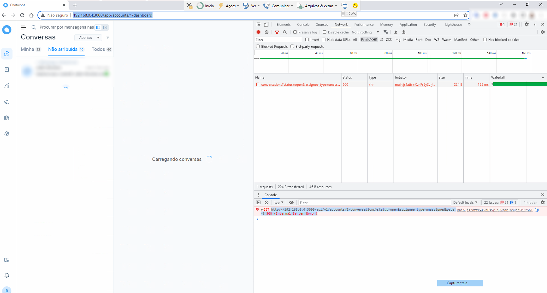 /api/v1/accounts/1/conversations?status=open&assignee_type=unassigned&page=1 500 (Internal