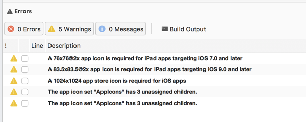 The app icon set has an unassigned child support