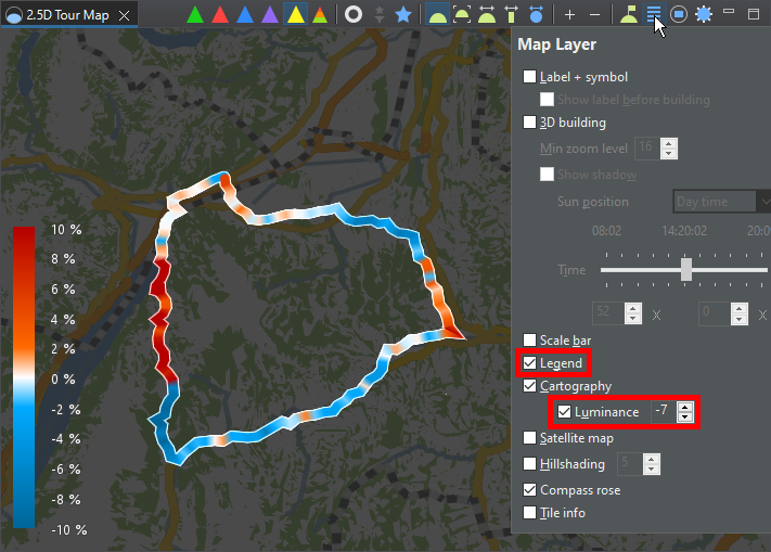 [2.5D Map] Draw tour track with colors which depend on track values, e ...