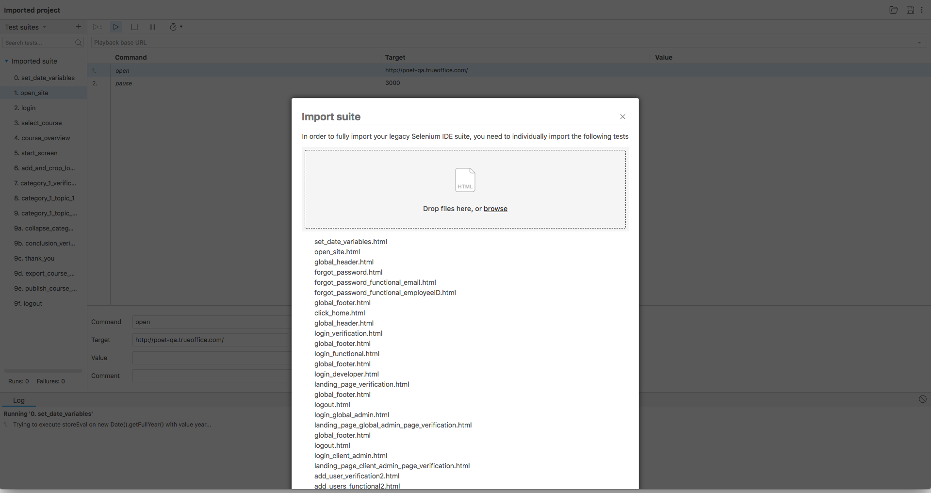 For longer test suites, can not drag the script import window · Issue ...