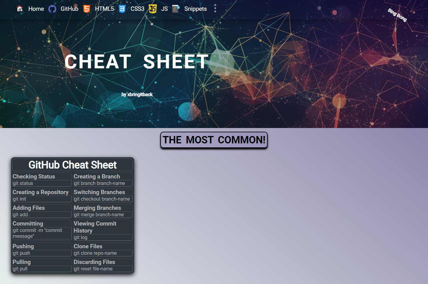 GitHub - xbringitback/Cheat-Sheet