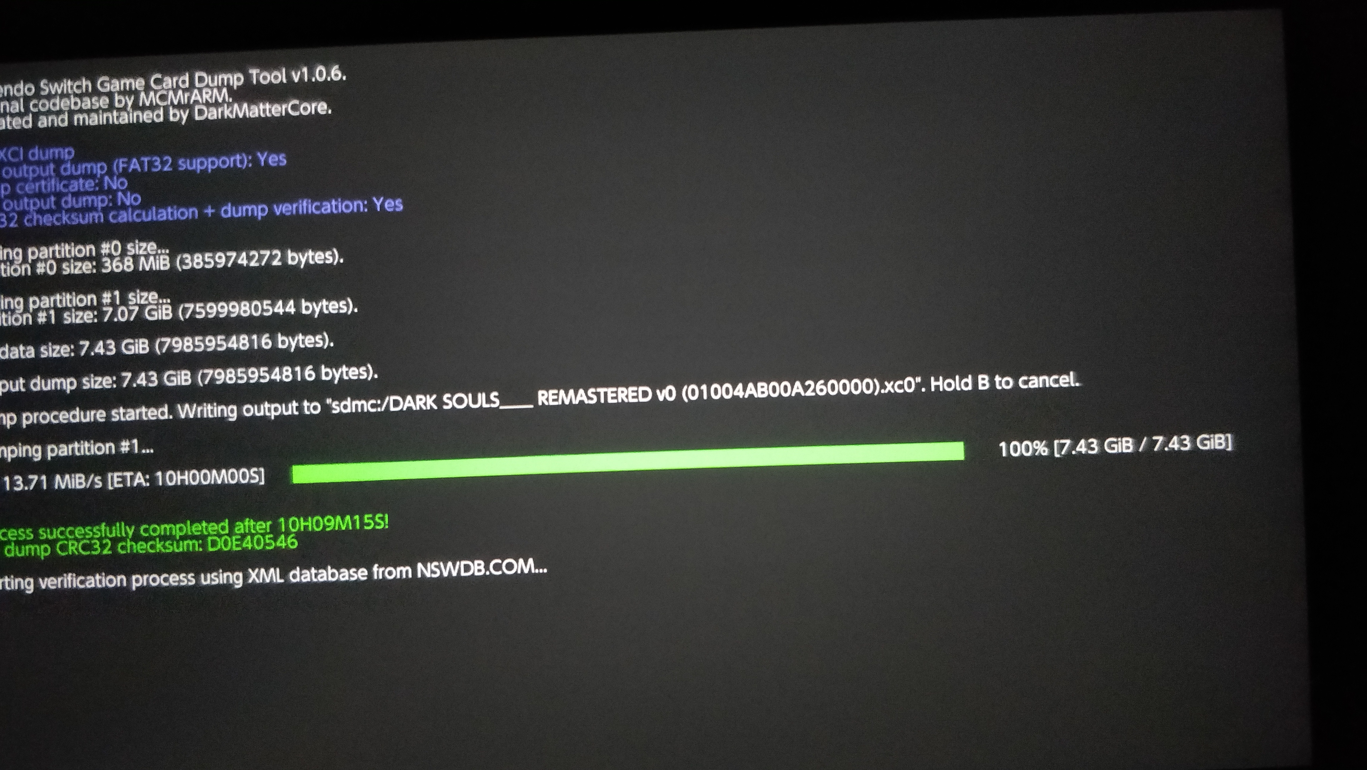 Homebrew crashes when verifying a XCI dump with missing node data