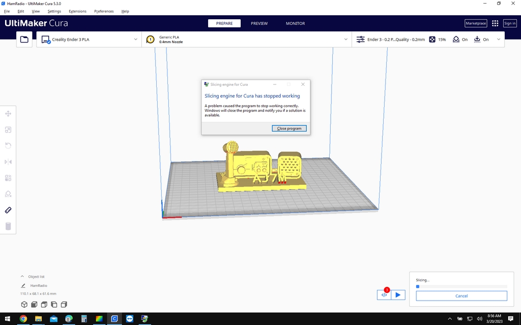 Slicing error · Issue #14974 · Ultimaker/Cura · GitHub