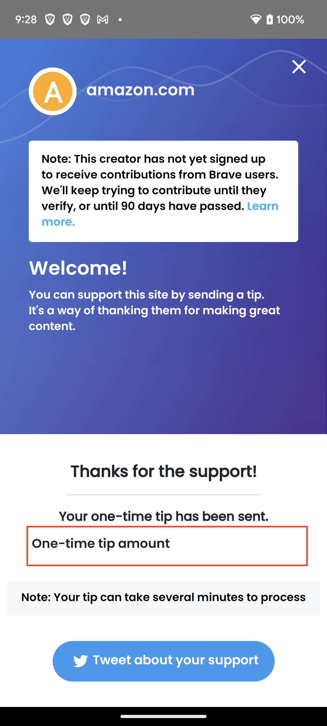 [Rewards] Tip amount is not shown for both One-time and Monthly tip ...