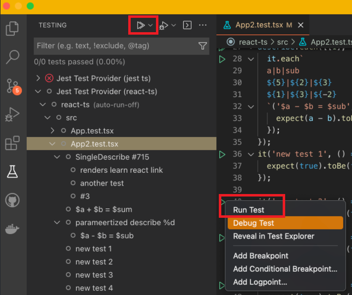 UI: Missing button to run tests (without debug) · Issue #831 · jest ...
