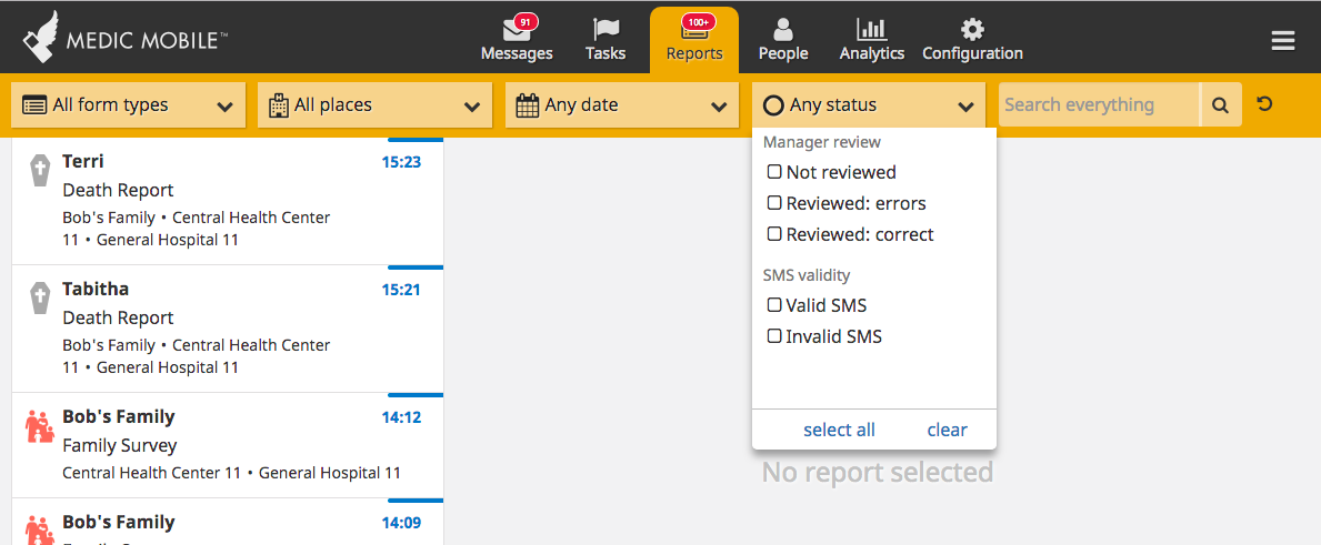 Update status filter on reports page · Issue #4577 · medic/cht-core ...