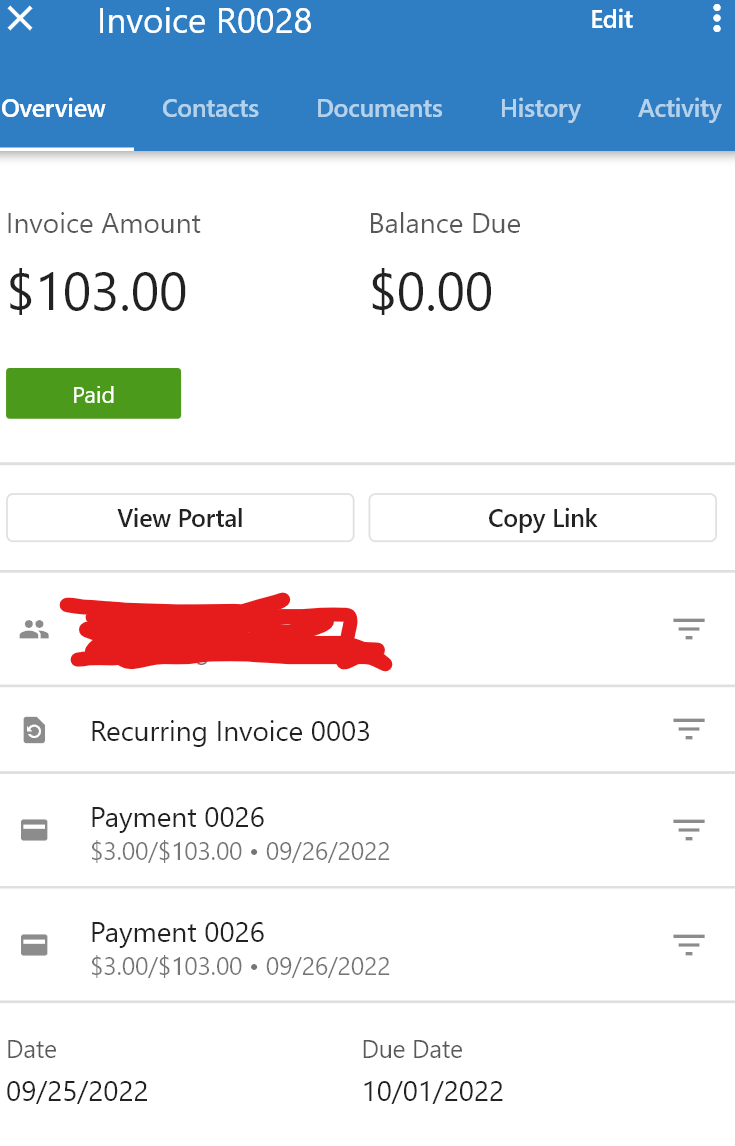 Surcharged not applied to invoice after payment marking the payment as "Partially unapplied