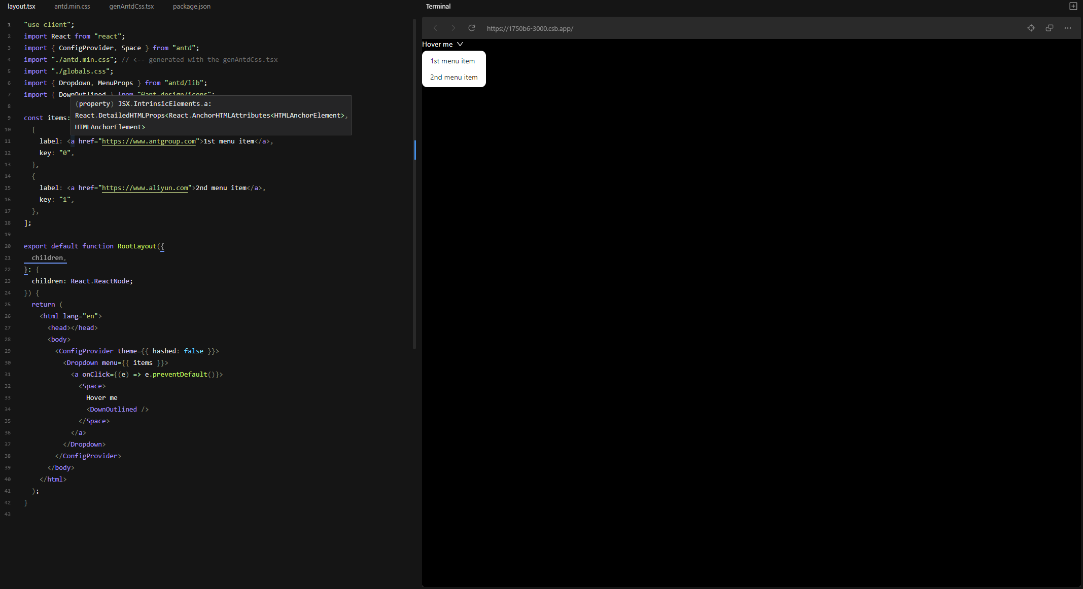 Dropdown menu behave inverted when css hashes are disabled in nextjs ...