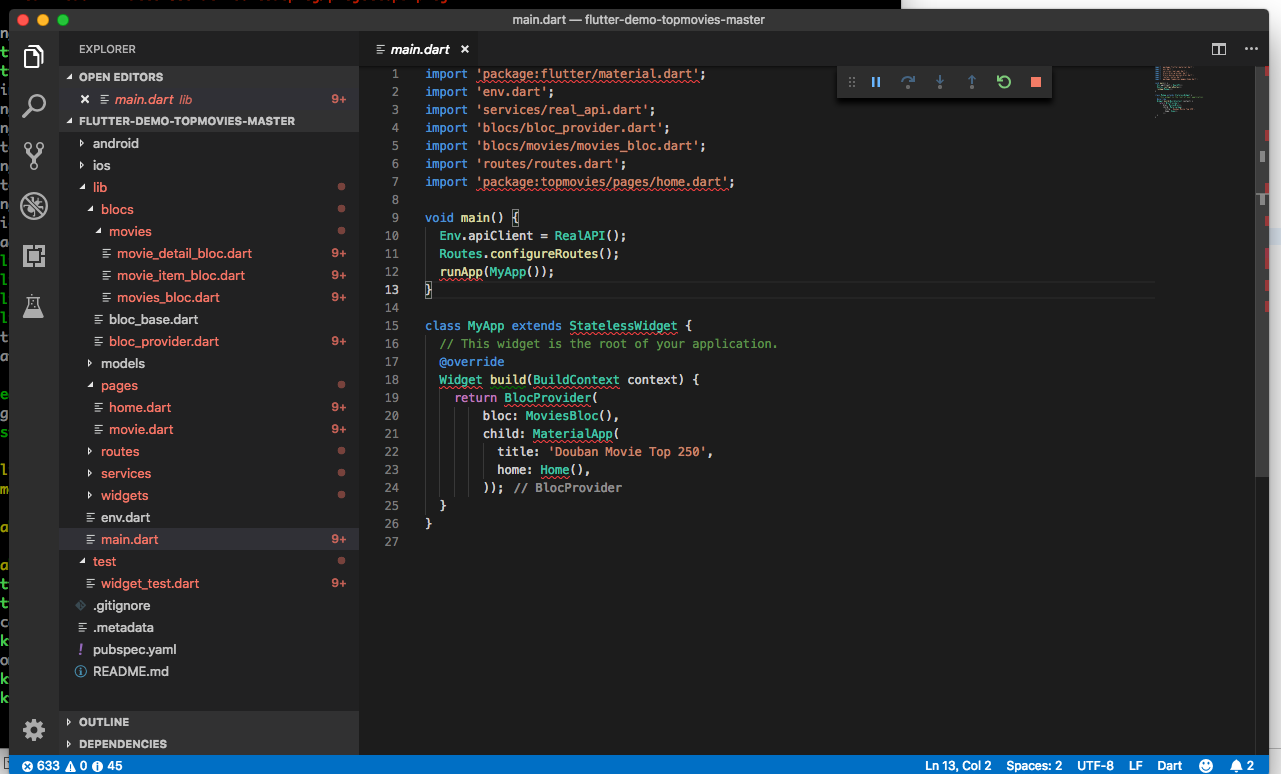 工程下载下来的代码报了很多错，是要设置什么吗？ · Issue #3 · limboy/flutter-demo-topmovies · GitHub