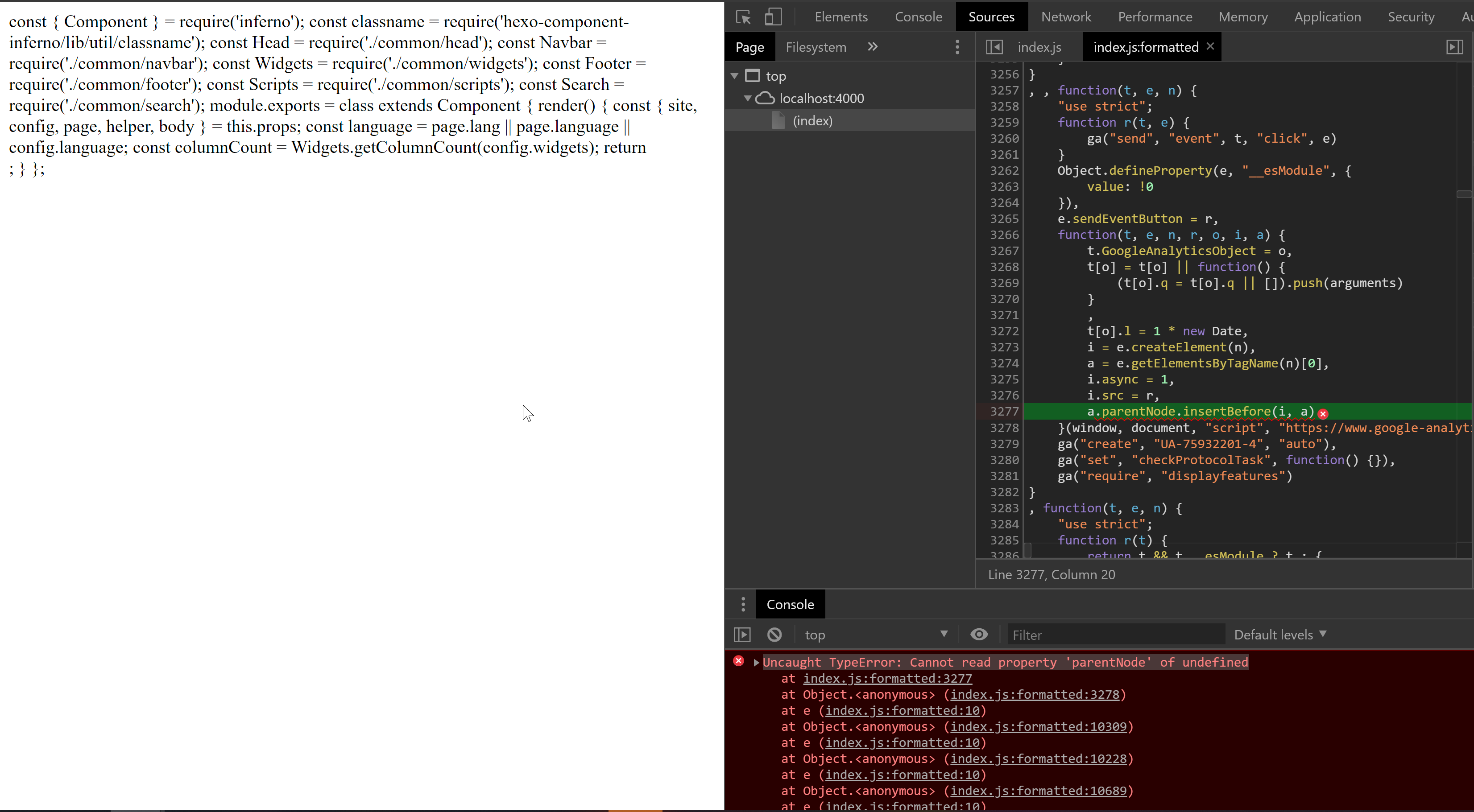 Uncaught TypeError Cannot read property 'parentNode' of undefined